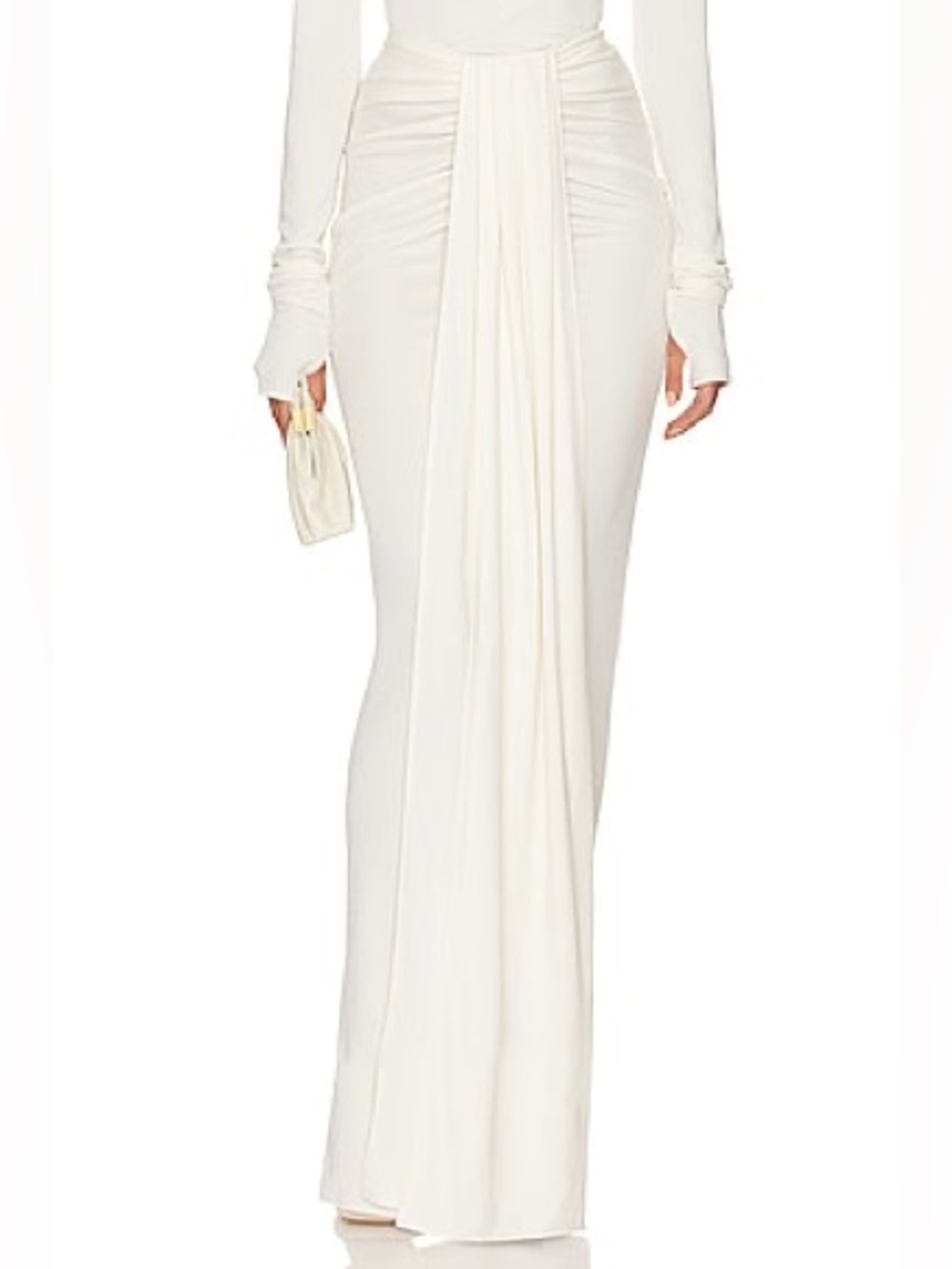 NWT Helsa Matte Jersey Long Goddess Skirt in the Shade Ivory Size Medium - Picture 2 of 11